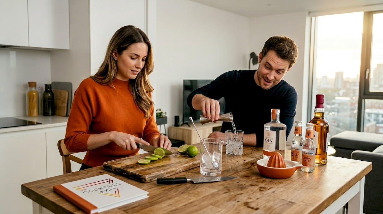 Heerlijk zelf een gin-tonic maken aan het kookeiland