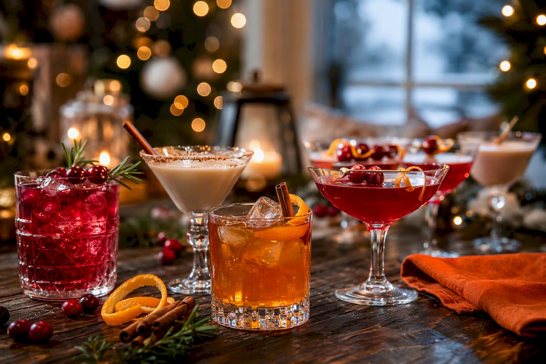 Kerstcocktails klaar om te serveren