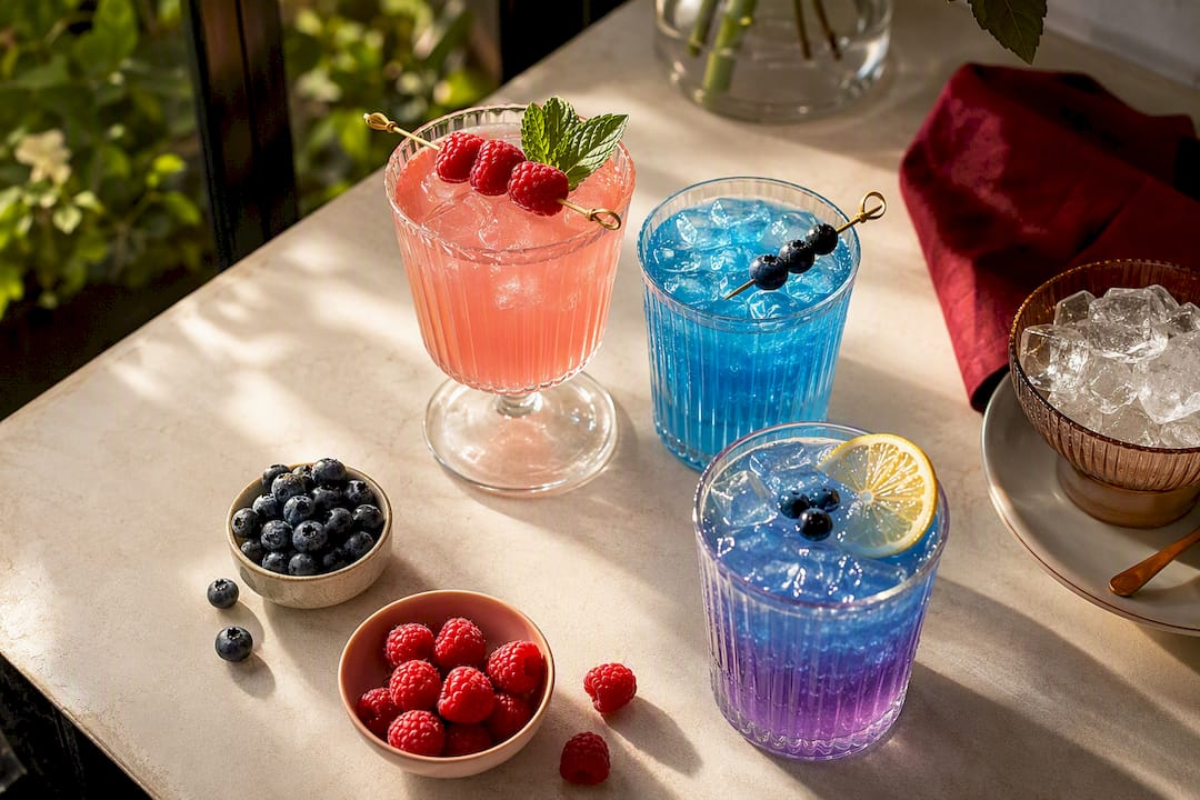 Kleurrijke mocktails voor een gender reveal feestje