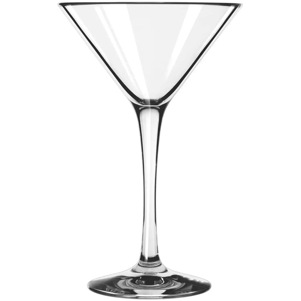 Clear martini glass with a classic triangular bowl and a slender stem, suitable for serving cocktails.-Cocktails by Nina-Cocktails by Nina