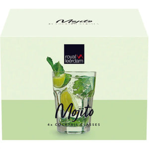 Mojito glasses set of four, featuring a clear design with textured sides, ideal for serving cocktails.-Cocktails by Nina-Cocktails by Nina